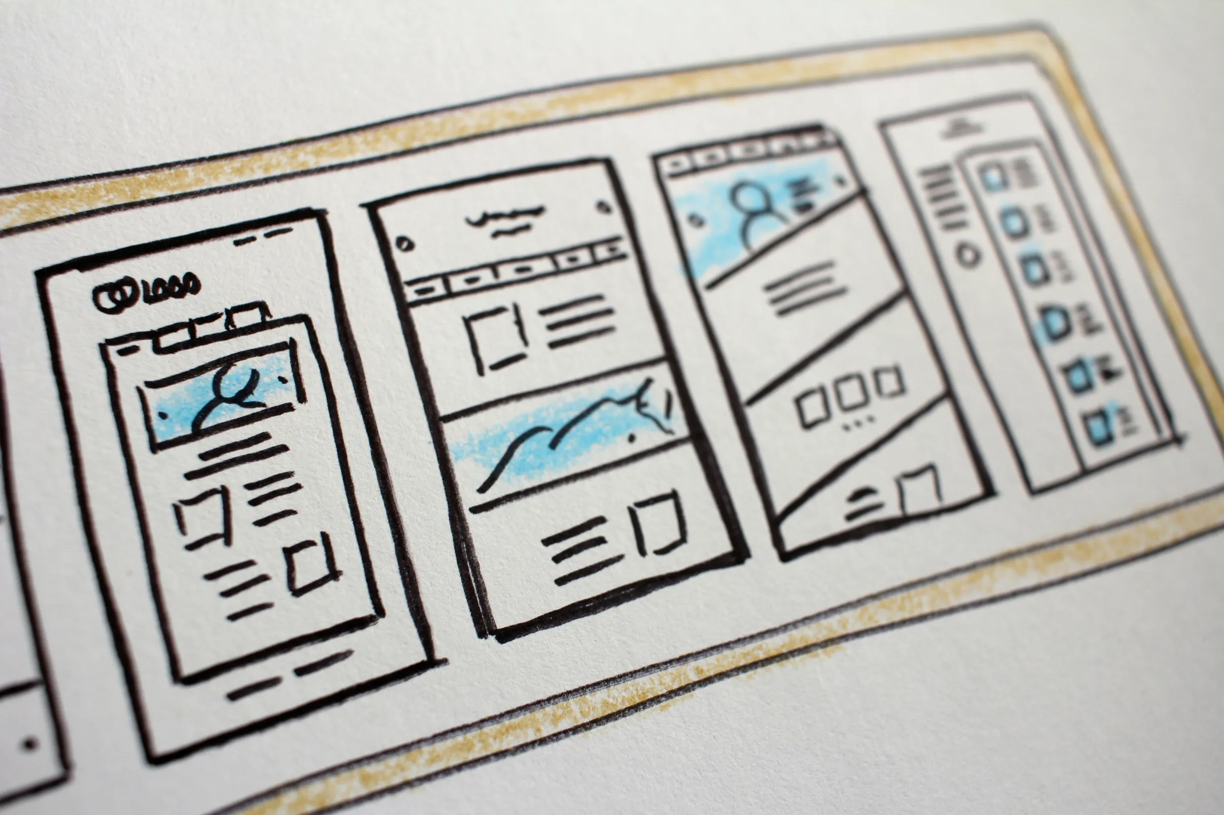 Hand drawn website mockup