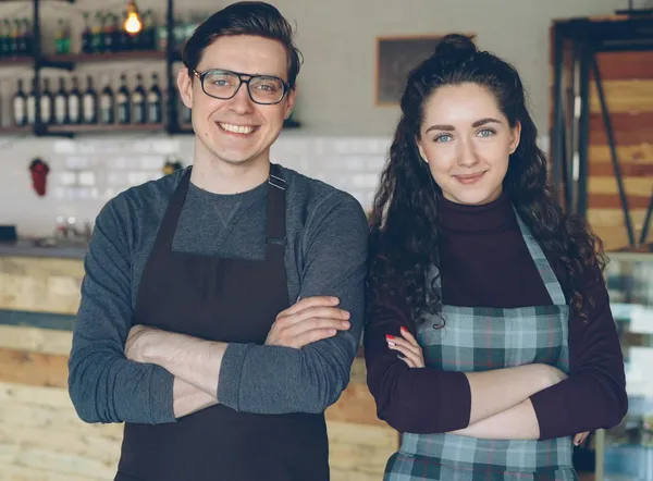 Man and woman small business owners